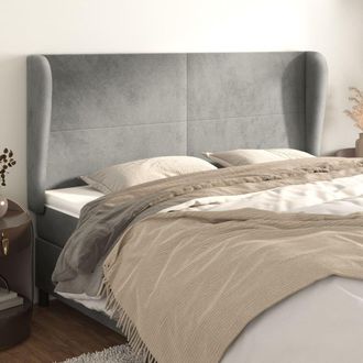 vidaXL Cabecero Con Orejas De Terciopelo Gris Claro 183x23x118/128 Cm Vidaxl