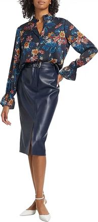 Elie Tahari Hollis Floral & Stripe Blouse In Paradise Print