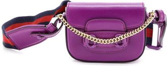 Gucci Purple Sheep Leather Horsebit 1955 Shoulder Bag Super Mini (Authentic Pre-Loved)