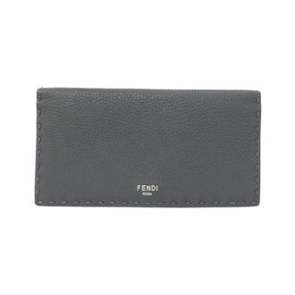 Fendi Gray Leather Long Wallet (Bi-Fold) (Pre-Owned)