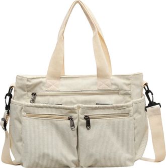 Generic College Tote Bag - Corduroy Shoulder Carry, Corduroy Shoulder TOTIES, Spacious College Bag | Travel Storage Pack, Organized Tote Bags, Use For Bottles