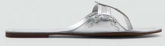 Mango Sandali pelle metallizzata argento - Donna - 36 - MANGO