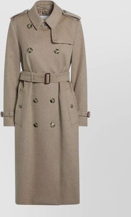 Burberry double breasted cashmere coat epaulettes storm flap