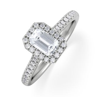 The Diamond Store Lumia Emerald Cut Lab Diamond Halo Ring 0.70ct F/vs In 9k White Gold