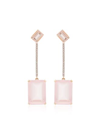 Mateo Bijoux Orecchini pendenti in oro 14kt, quarzo e diamanti