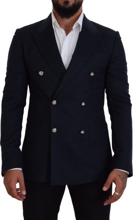 Dolce & Gabbana Blue Double Breasted Formal Coat Mens Blazer