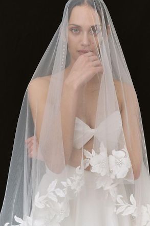 Jenny Yoo Jenny by Jenny Yoo Madeline Floral Lace Appliqu&eacute; Chapel Veil
