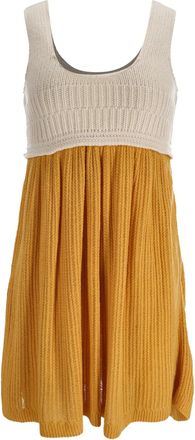 Marni Crochet-Knitted Mini Dress in Yellow and Cream Cashmere