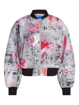 Karl Lagerfeld all-over print bomber jacket - women - Recycled Polyester - S - Grey