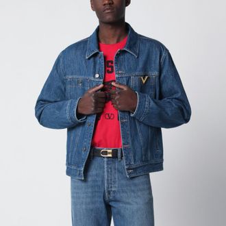 Valentino Blue denim jacket with Vgold detail