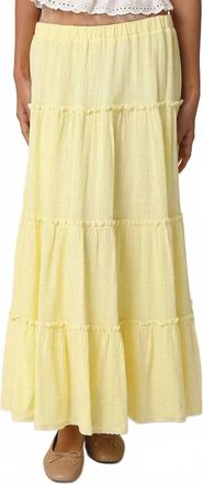 Olivaceous Brooke Tiered Maxi Skirt In Butter Yellow