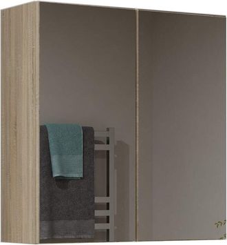 Hucoco Sofya - Armadio a muro a 2 ante con specchio - Mobile da bagno con specchio - Dimensioni 60x22x60 cm - Contenitore da bagno