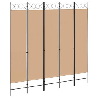 vidaXL Biombos De 5 Paneles Beige 200 X 200 Cm Tela Vidaxl