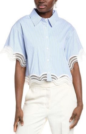 Gracia Lace-Trim Button-Down Shirt