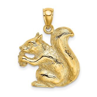 Diamond2Deal 14k Yellow Gold Textured Sitting Squirrel Charm