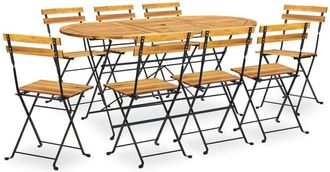 vidaXL Comedor De Jard&iacute;n Plegable 9 Piezas De Madera Maciza De Acacia Vidaxl