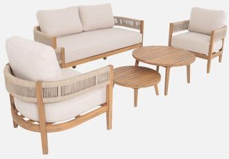 Sweeek Conjunto De Jard&iacute;n De Madera De Acacia Y Cuerdas, 4 Plazas