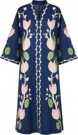 Verandah Womens Ammama Lotus Midi Dress In Navy