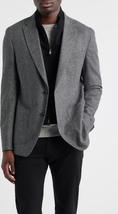 BOSS Hutson Slim Fit Wool Blend Bib Jacket in Medium Grey at Nordstrom, Size 46 Regular
