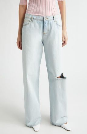 Nackiy&eacute; Uptown Ripped Straight Leg Jeans in Dusty Blue at Nordstrom, Size 10 Us