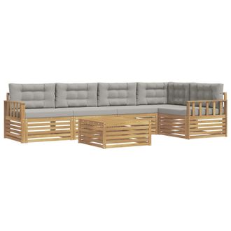 vidaXL Conjunto De Sof&aacute;s De Exterior 6 Pcs Blanco Y Gris Claro Vidaxl