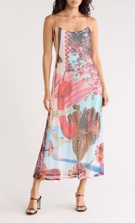 Desigual Print Knit Slip Dress in Light Blue at Nordstrom Rack, Size X-Small