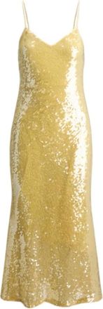 Ralph Lauren Sequined Sleeveless Cocktail Dress - Dames - Feestkleedjes - Geel - 3XS - Polyester - Kleedjes