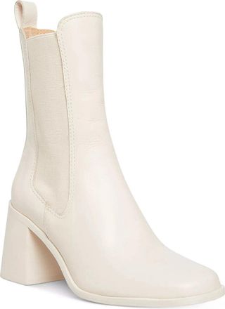 Steve Madden Womens Steve Madden Argent Boots Off White Block Heel Chelsea Bootie ZAP1890