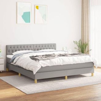 vidaXL Vidaxl - Cama Box Spring Con Colch&oacute;n Tela Gris Claro 180x200 Cm