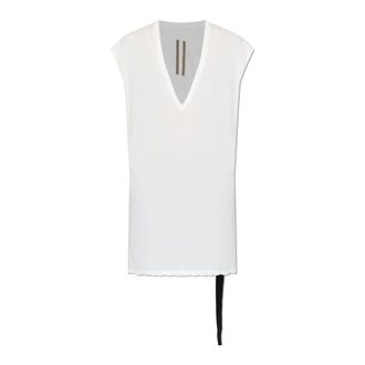 Rick Owens Sleeveless Tops, male, White, Size: S Dylan V-neck Sleeveless T-shirt