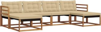 vidaXL Conjunto De Sof&aacute;s De Exterior 6 Uds. Natural Y Beige Vidaxl