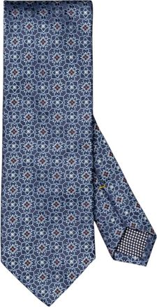 Eton Blauwe Bloemen Twill Zijden Stropdas - Heren - Stropdassen - Blauw - ONE Size - Accessoires