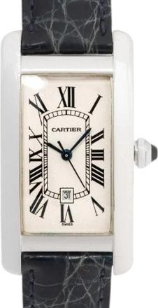 Cartier Pre-owned Tank Americaine Ref. 2490 - Dames - Vintage Horloges - Beige - ONE Size - Leer - Vintage