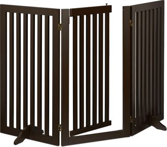 Relaxdays Relaxdays - Barrera Seguridad Perros, Valla Protectora Puerta, Para Escaleras, 92x154cm, Plegable, Sin Taladrar, Marr&oacute;n