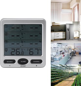 Infinite Hochpr&auml;zises Drahtloses Elektrisches Innenthermometer Mit Hygrometer Und 3 Sensoren