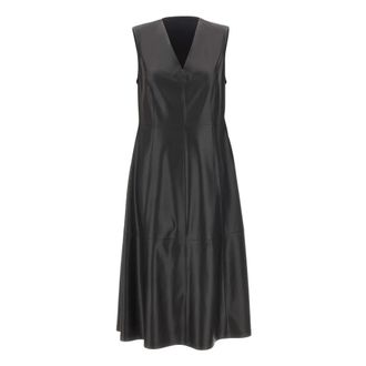 Elena Miro Jurken Zwart - Dames - Casual kleedjes - Zwart - L - Leer - Kleedjes