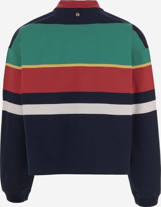 Versace Mens Polo Shirt Striped Cotton Multicolour Knitwear Sweater