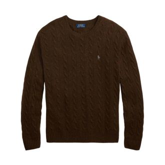 Polo Ralph Lauren Round-neck Knitwear, male, Brown, Size: XL Luxury Marrone Sweater Aw25
