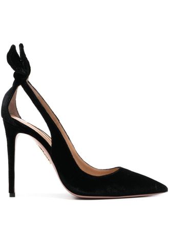 Aquazzura Bow Tie fluwelen pumps - Zwart
