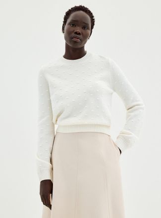 Contemporaine Womens Puff-sleeve pompom sweater