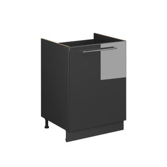 Vicco Mueble Bajo Para Fregadero Fame-line, Antracita Alto Brillo/antracita, 60 Cm, Vicco