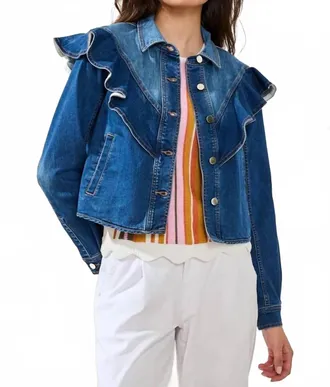 Tribal Fancy Jean Jacket In Blue