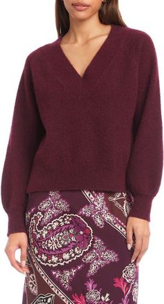 Fifteen Twenty Heather V-Neck Sweater in Wine at Nordstrom, Size X-Small