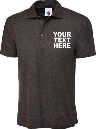 Generic Personalised Embroidered Uneek UC101 Polo Shirt, Customised Boys Girls Adults Novelty Workwear Uniform Staff Gift Tee Top (Charcoal, 2XL, xx_l)