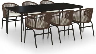 vidaXL Juego De Comedor De Jard&iacute;n 7 Piezas Marr&oacute;n Vidaxl