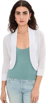 Nic+Zoe Bolero Cardigan Womens Sweater Paper White : LG (US 12-14), Linen/Viscose