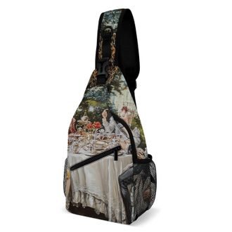 Generic European Court Meeting Party Painting Unisex Shoulder Bags Casual Crossbody Chest Bag Sling Backpack for Hiking Cycling Travel