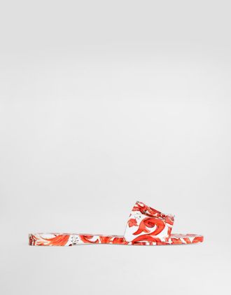 Dolce & Gabbana Majolica-print Rubber Beachwear Slides - Woman Slides And Mules Multicolor 36