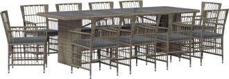 vidaXL Juego De Comedor Para Exteriores 11 Uds. Gris Rat&aacute;n Sint&eacute;tico Vidaxl