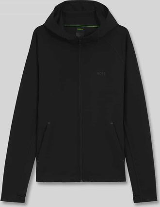 HUGO BOSS Regular Fit Trainingsjacke aus schnell trocknendem Gewebe Modell SICON ACTIVE in Black, Größe XXXL